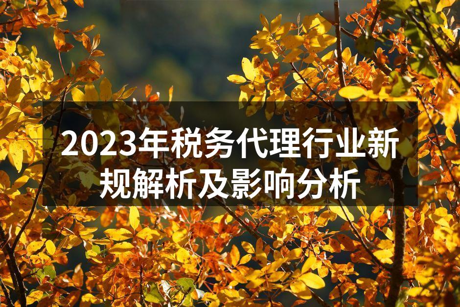 2023年税务代理行业新规解析及影响分析