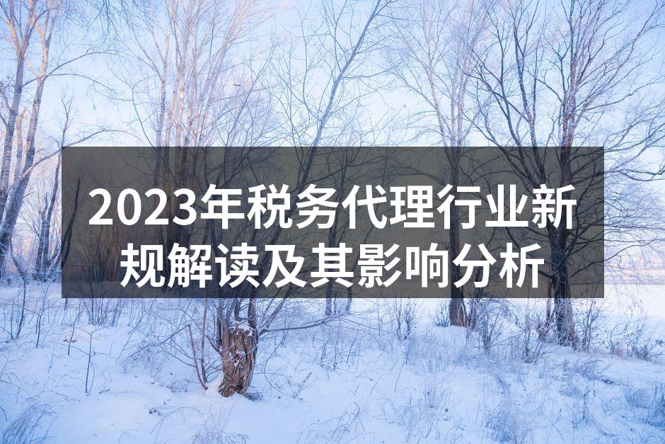 2023年税务代理行业新规解读及其影响分析